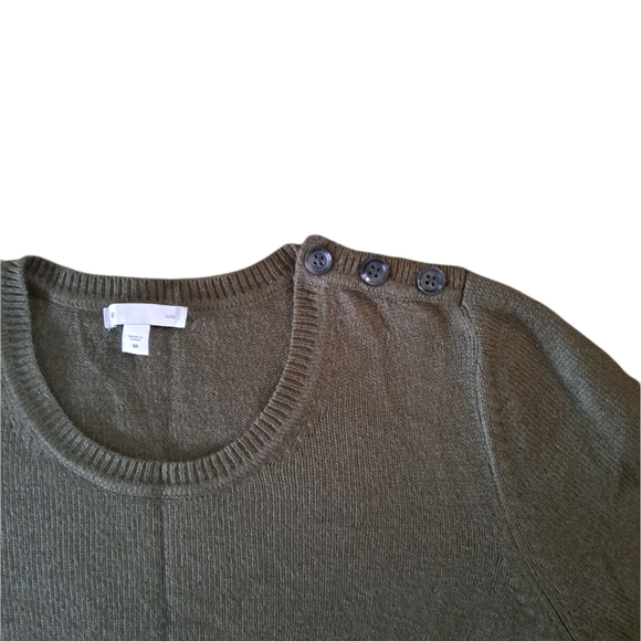 Gap Olive Green Angora Blend Crew Neck Fitted Waist and Wrist Sweater - Picture 2 of 4